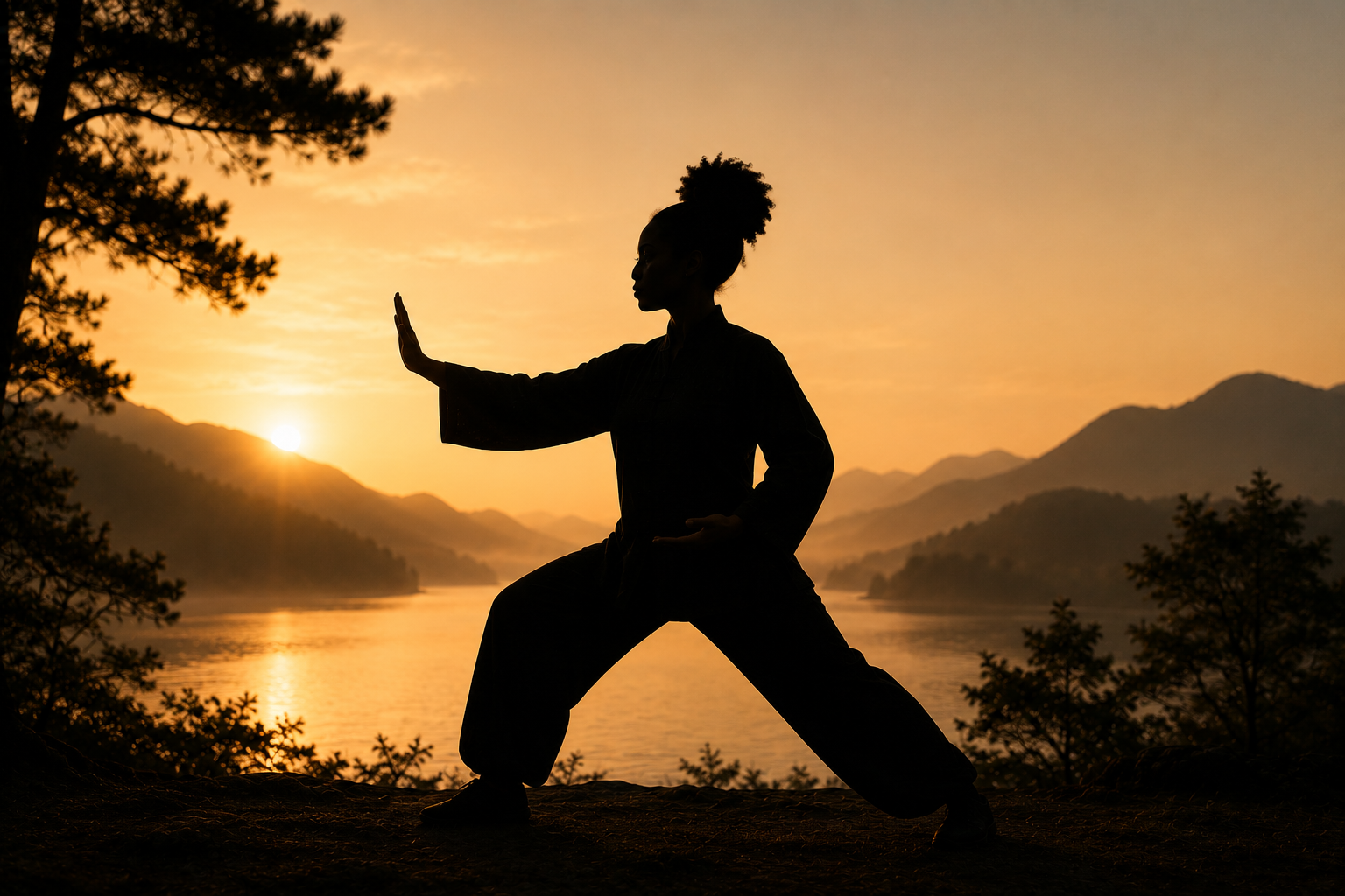 Tai Chi and yoga-inspired movement practices in nature.